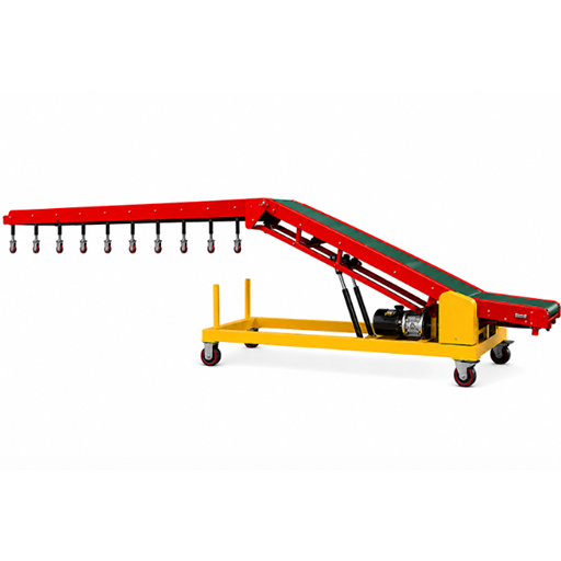 Truck Loader Conveyor Hydraulic Up Down & Flexy Power Roller at Discharge