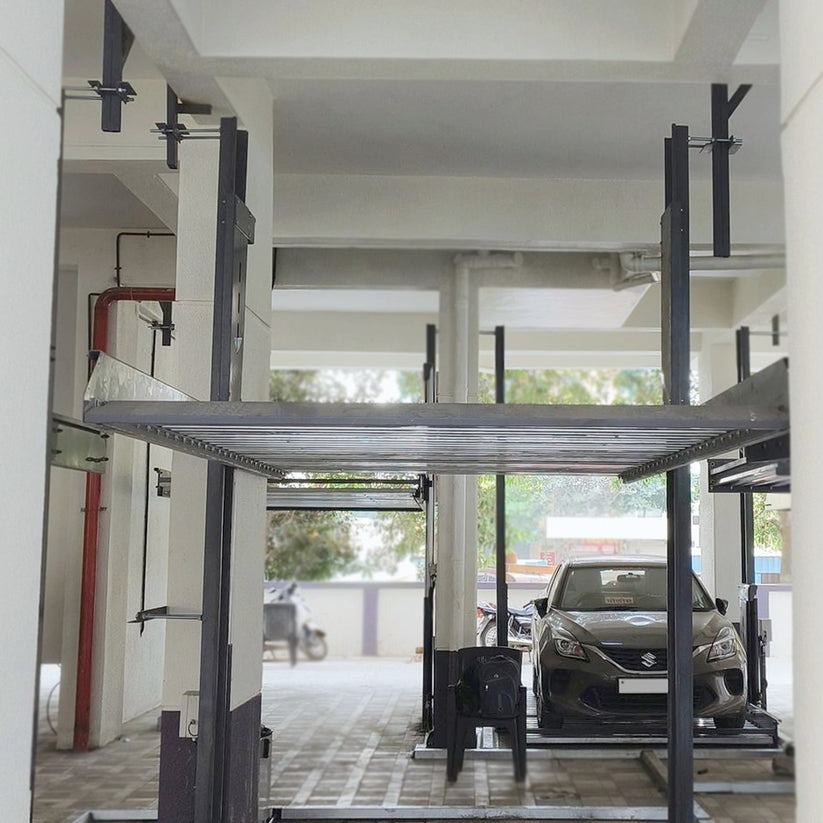 2 Pole Hydraulic Stack Car Parking( White - Qty 1-5 No. )