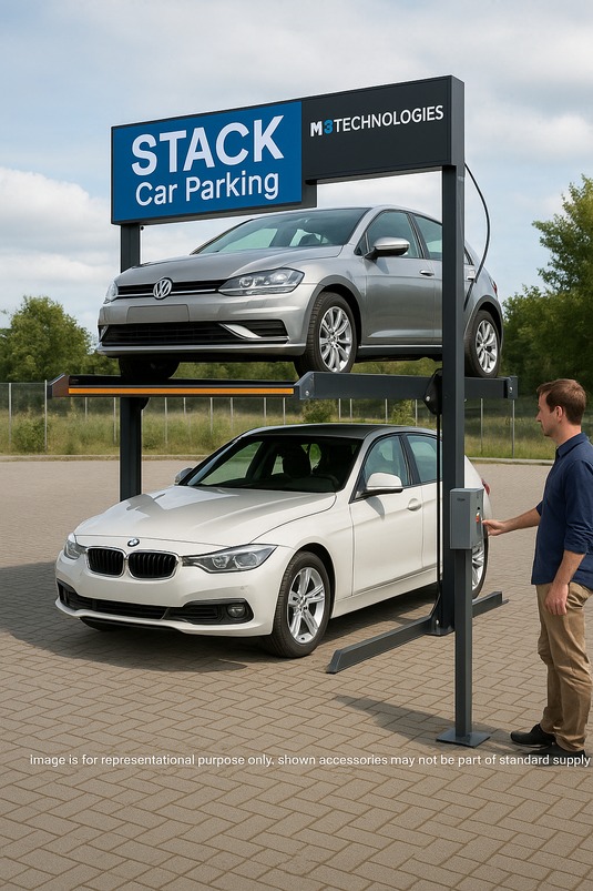 2 Pole Hydraulic Stack Car Parking( White - Qty 1-5 No. )